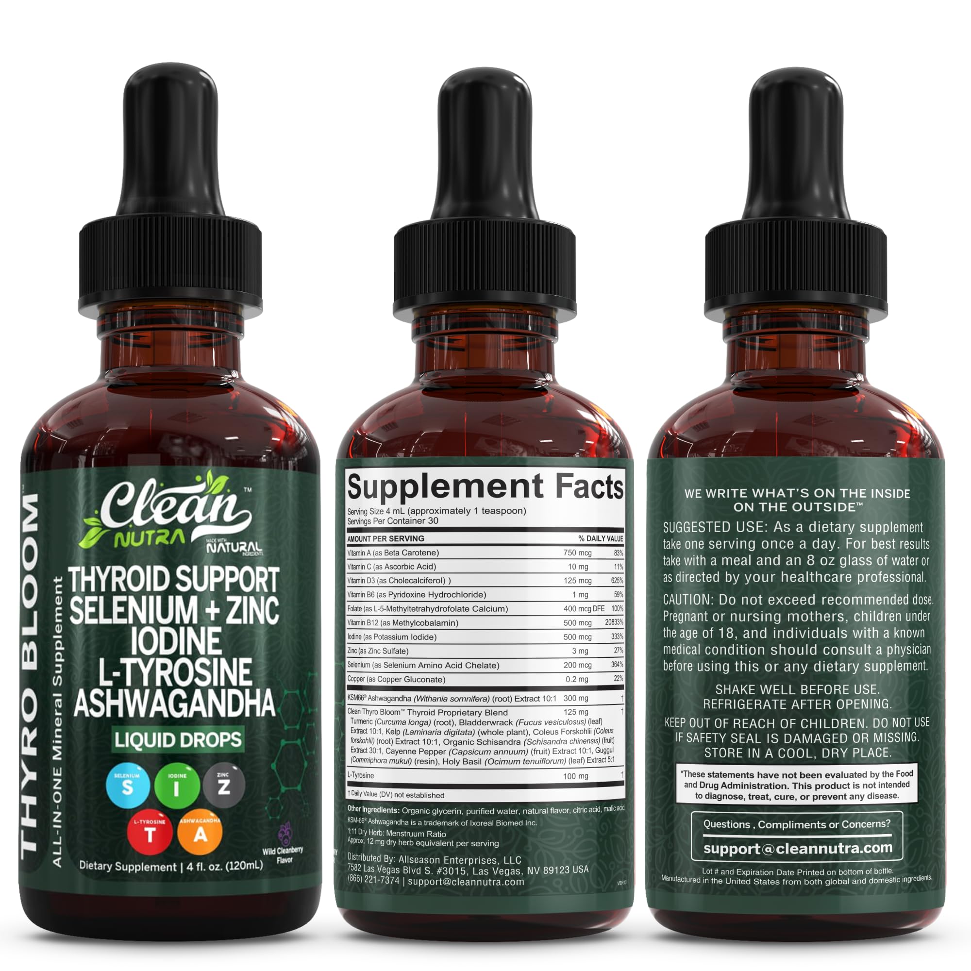 Clean Nutraceuticals Thyro Bloom drops application close up easy use