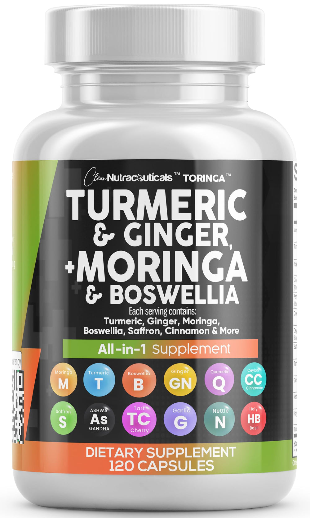 Clean Nutraceuticals Turmeric Moringa bottle for daily wellness.