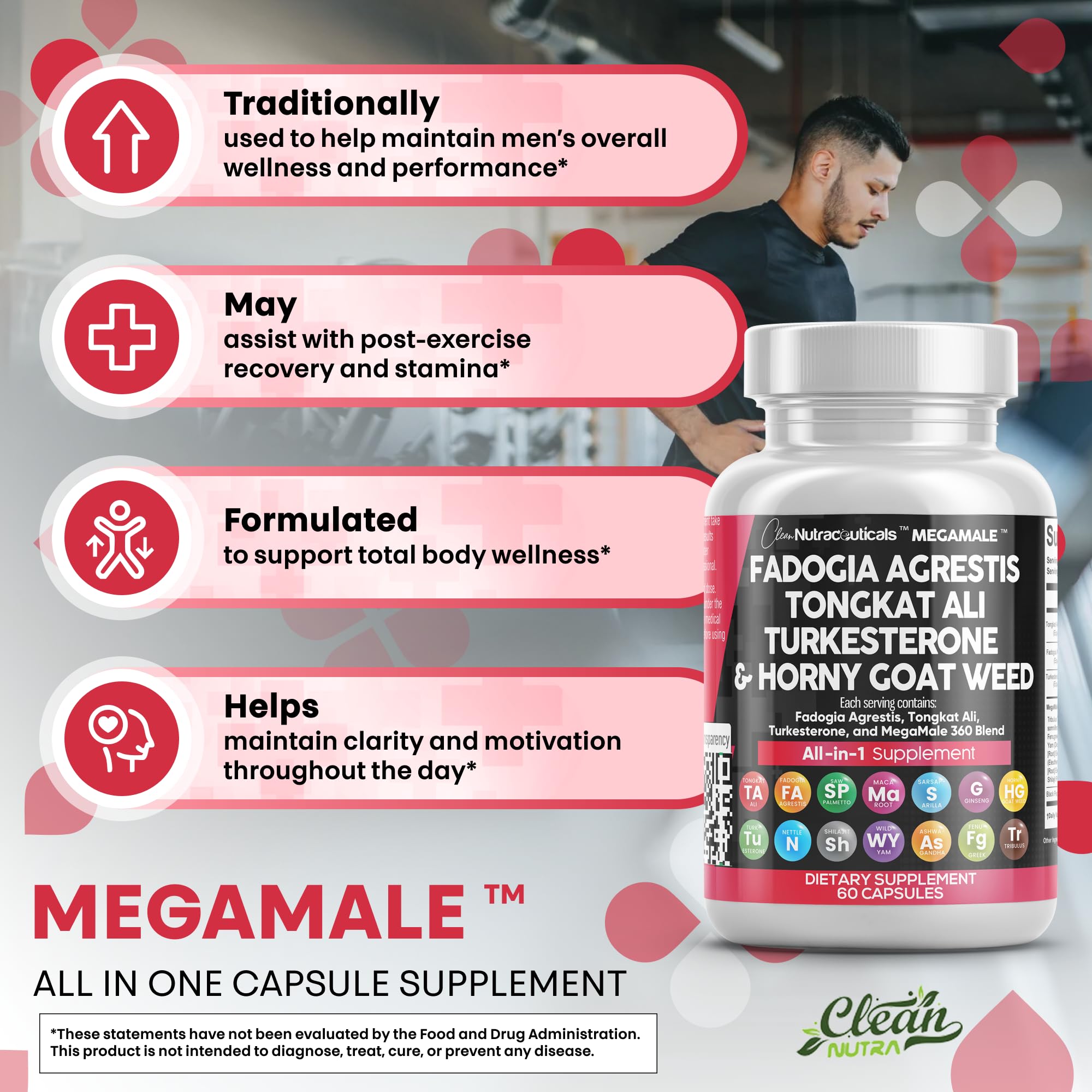 Clean Nutraceuticals two-capsule serving demonstrates convenient daily dosage