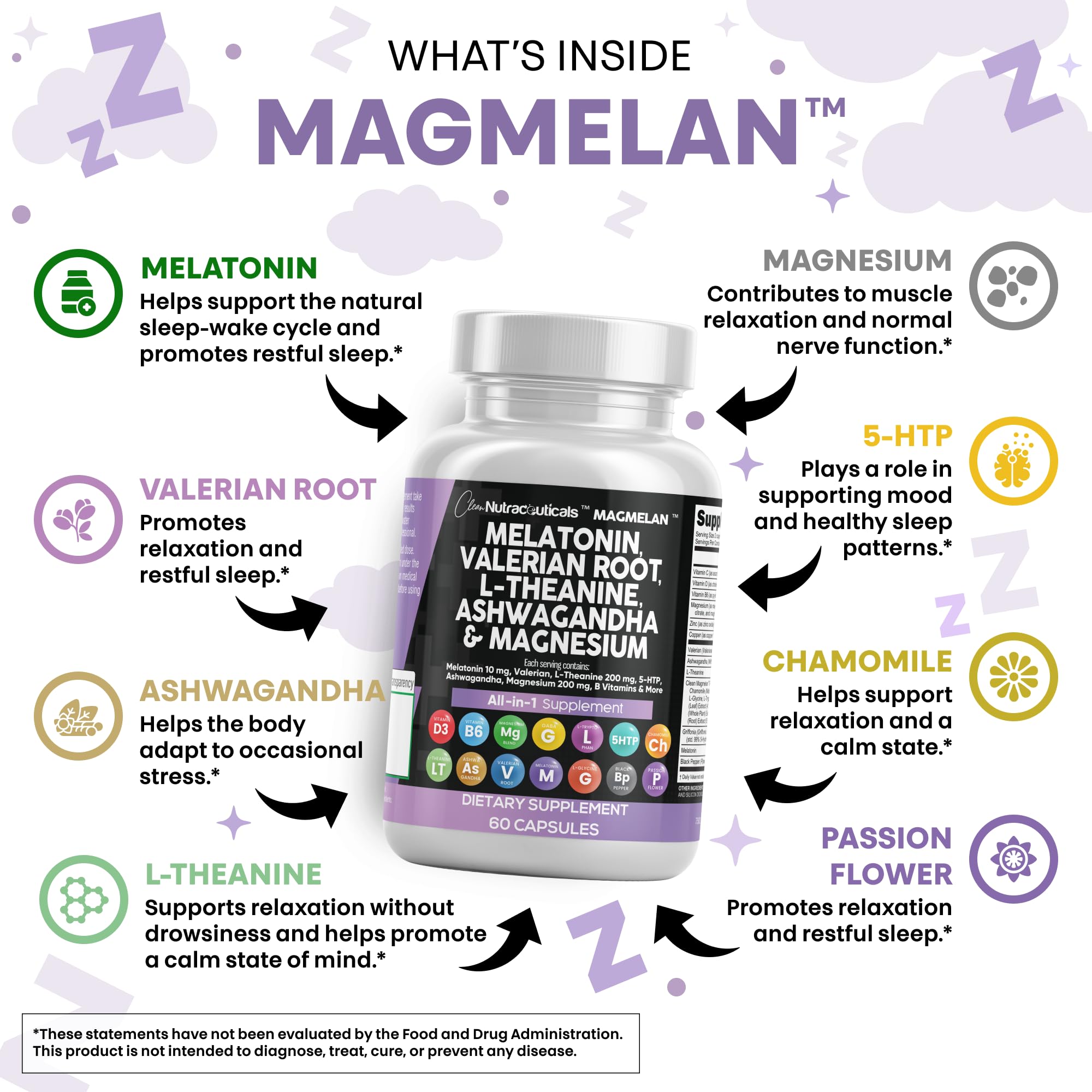 Valerian root capsules from Clean Nutraceuticals for relaxation support.