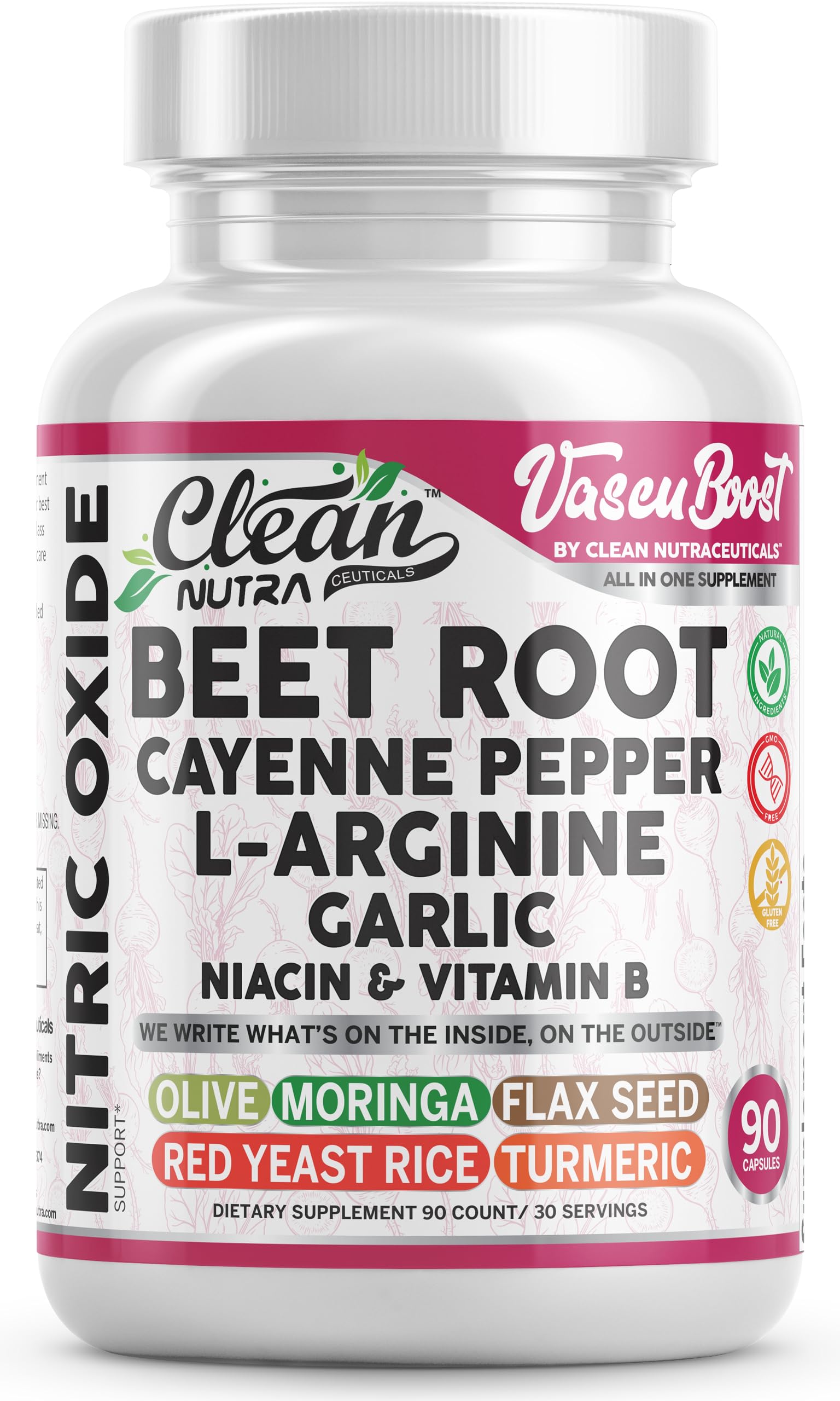 Clean Nutraceuticals Vascu Boost beet root capsules enhancing vascular flow and daily energy.