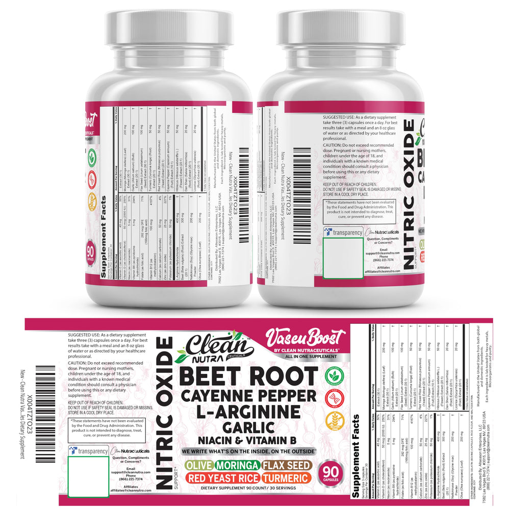 Clean Nutraceuticals Vascu Boost moringa powder for daily vitality.