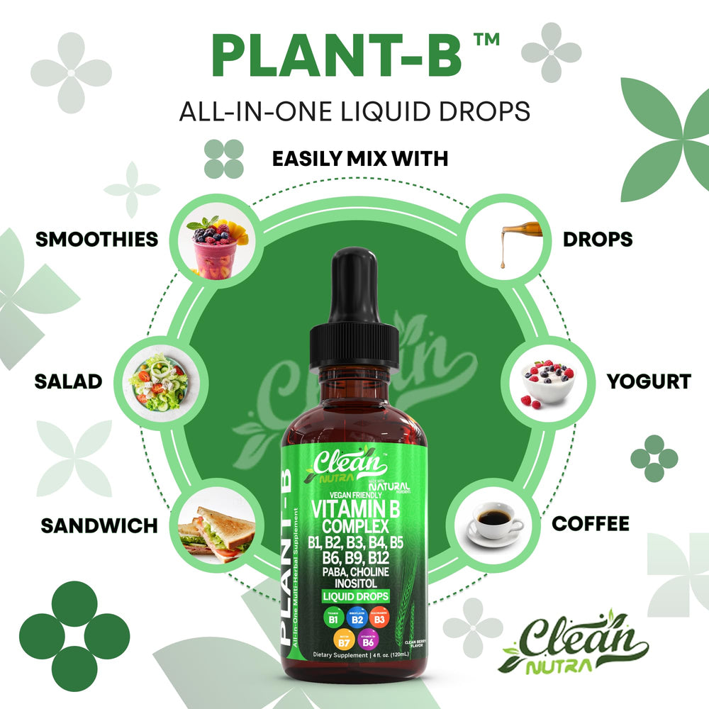 Clean Nutraceuticals Vitamin B Complex methylfolate and B12 boosters highlighted on the label.