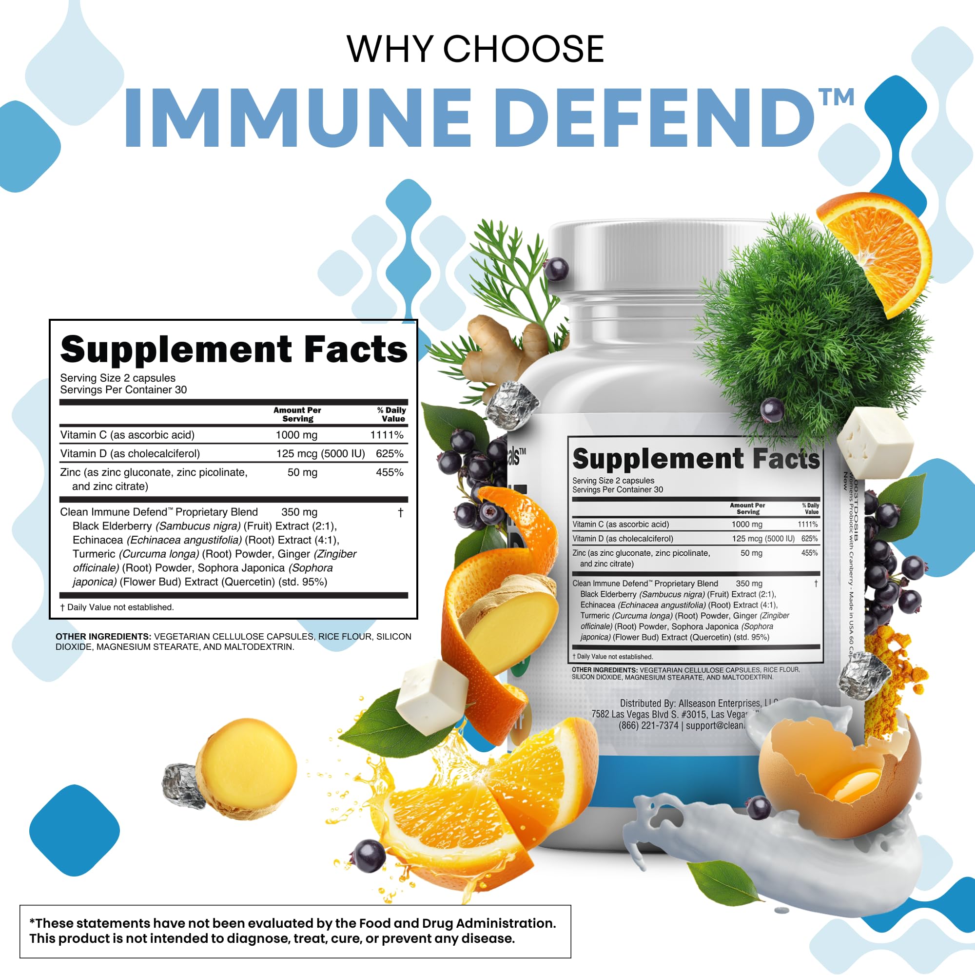 Clean Nutraceuticals Vitamin D3 5000 IU promotes immune potential.