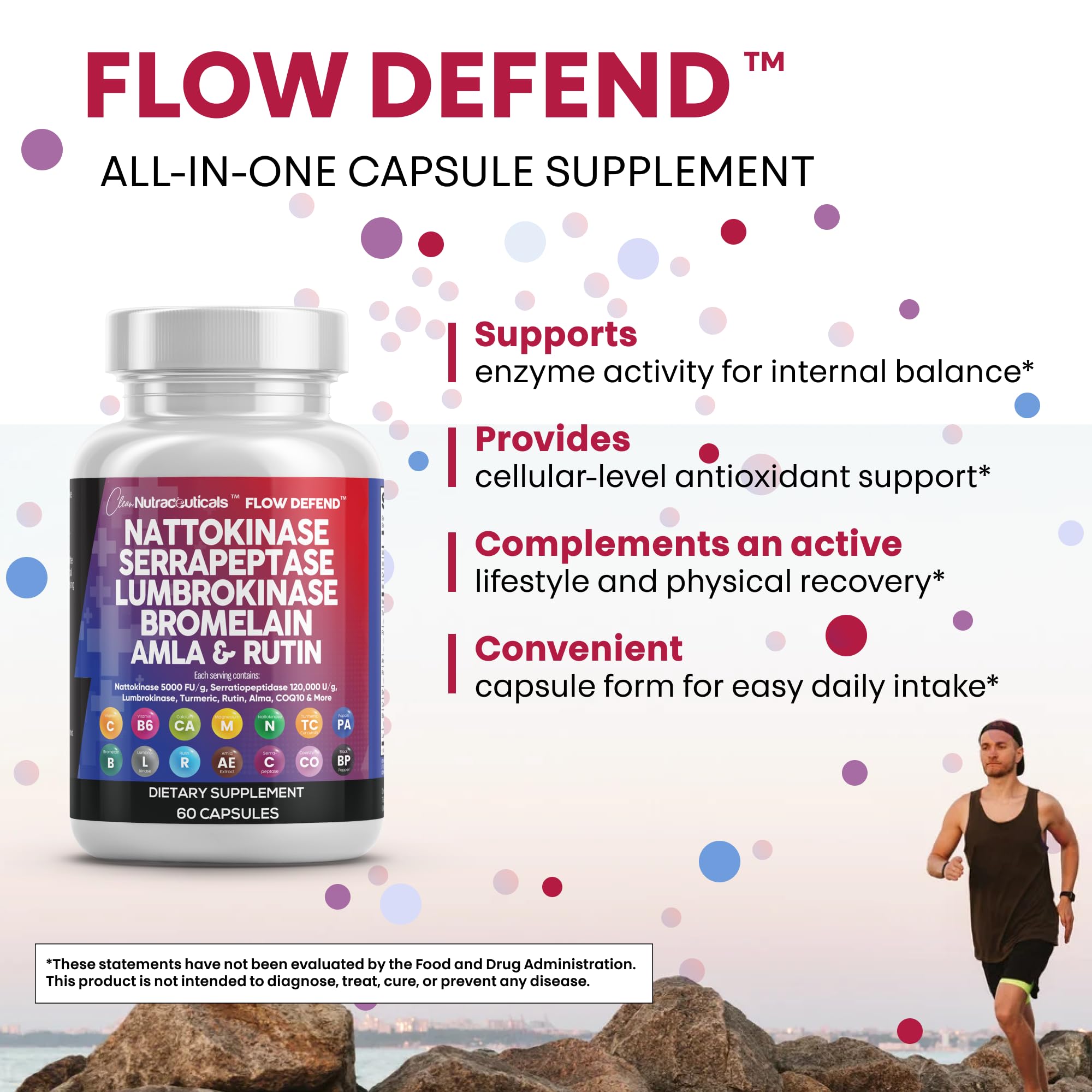 Clean Nutraceuticals vitamin and CoQ10 bottle emphasizing nutritional cofactors.