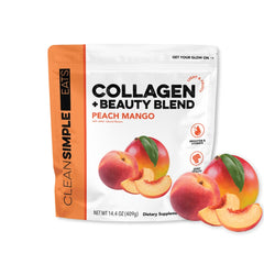 Clean Simple Eats Collagen Beauty Blend peach mango powder ready to mix for daily use