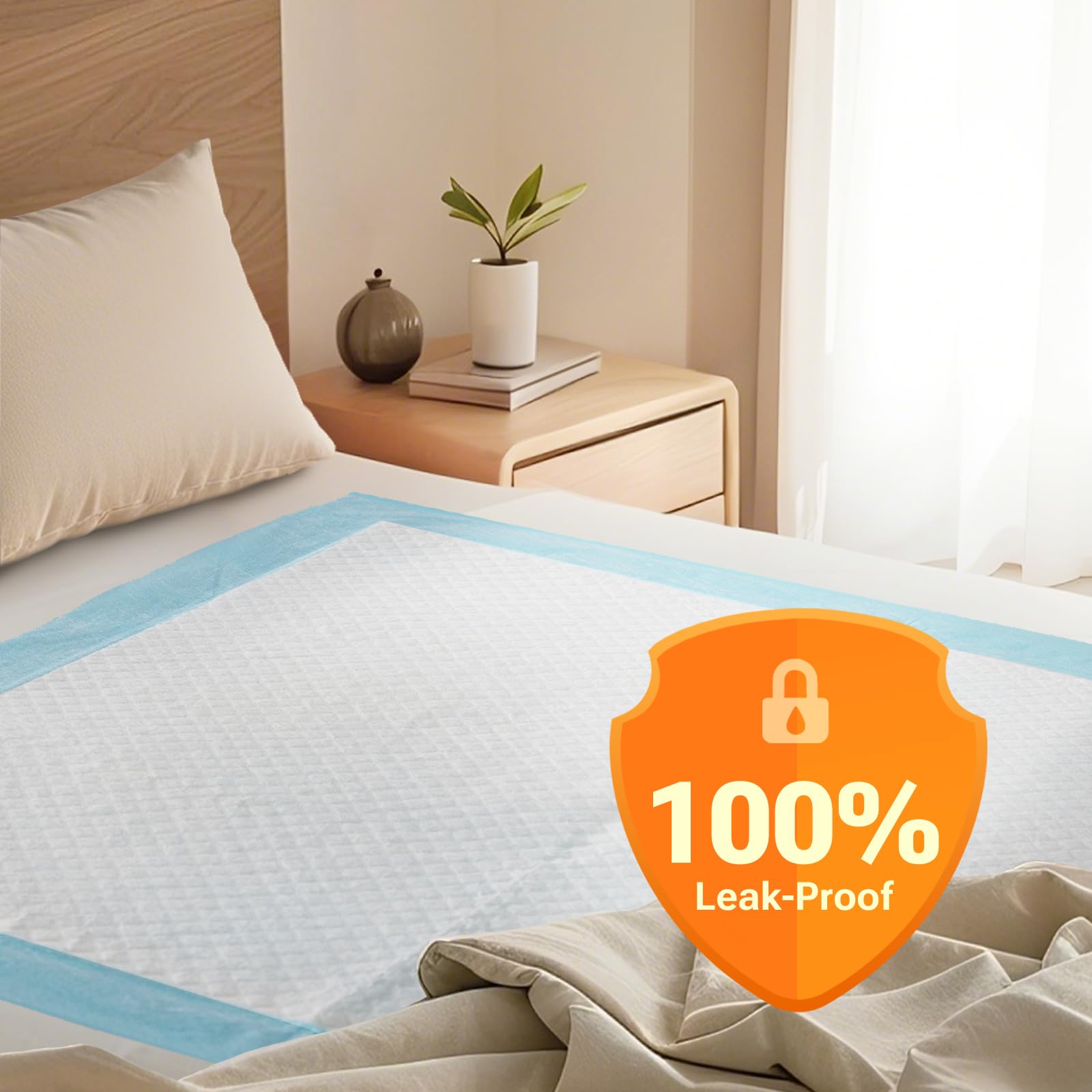 CLEAN SPACES bed pad fast-drying wood pulp design keeps surfaces dry.