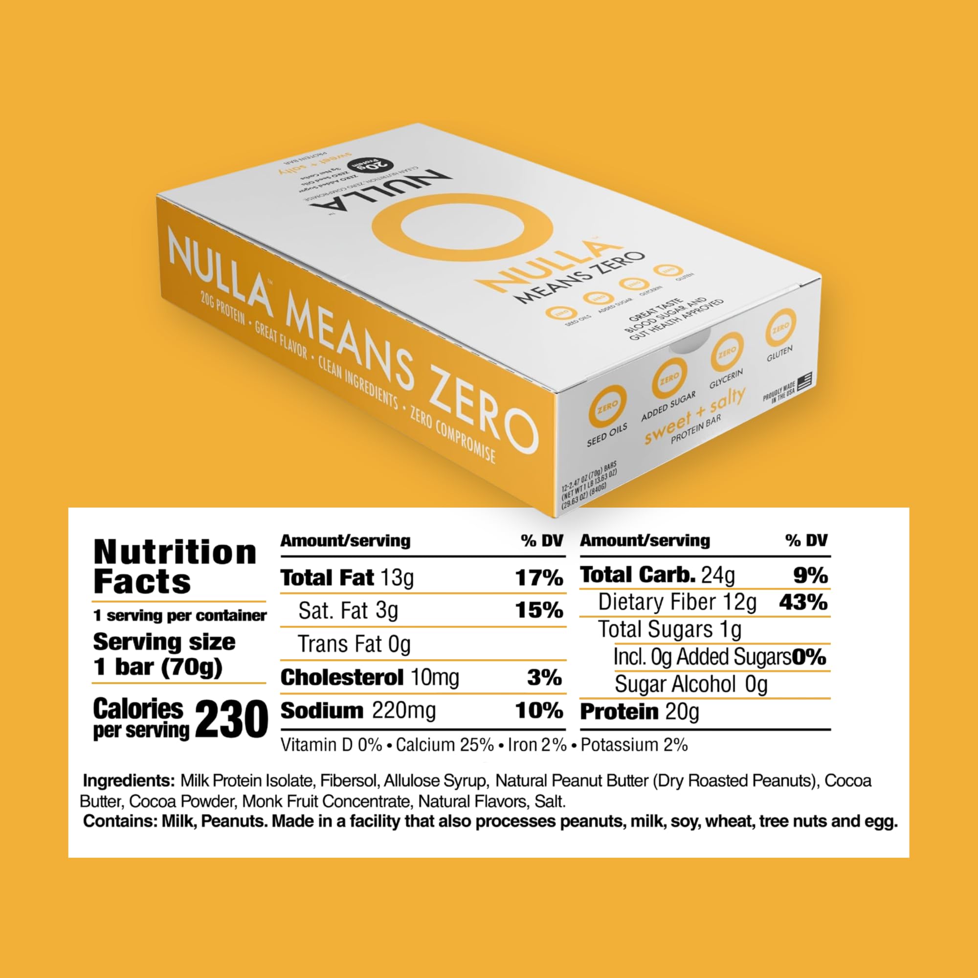 CleanForm Nulla Bar held in hand for quick, convenient snacking.
