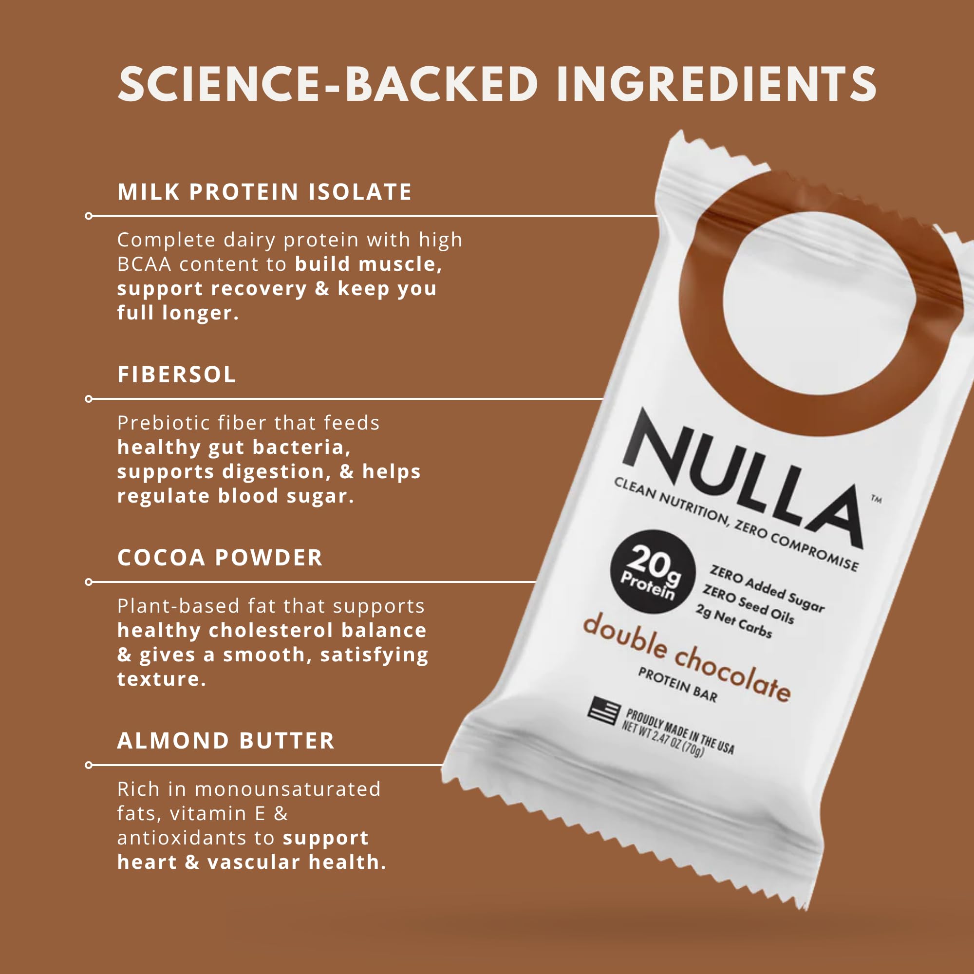 CleanForm Nulla Bar low GI energy with stable energy release.