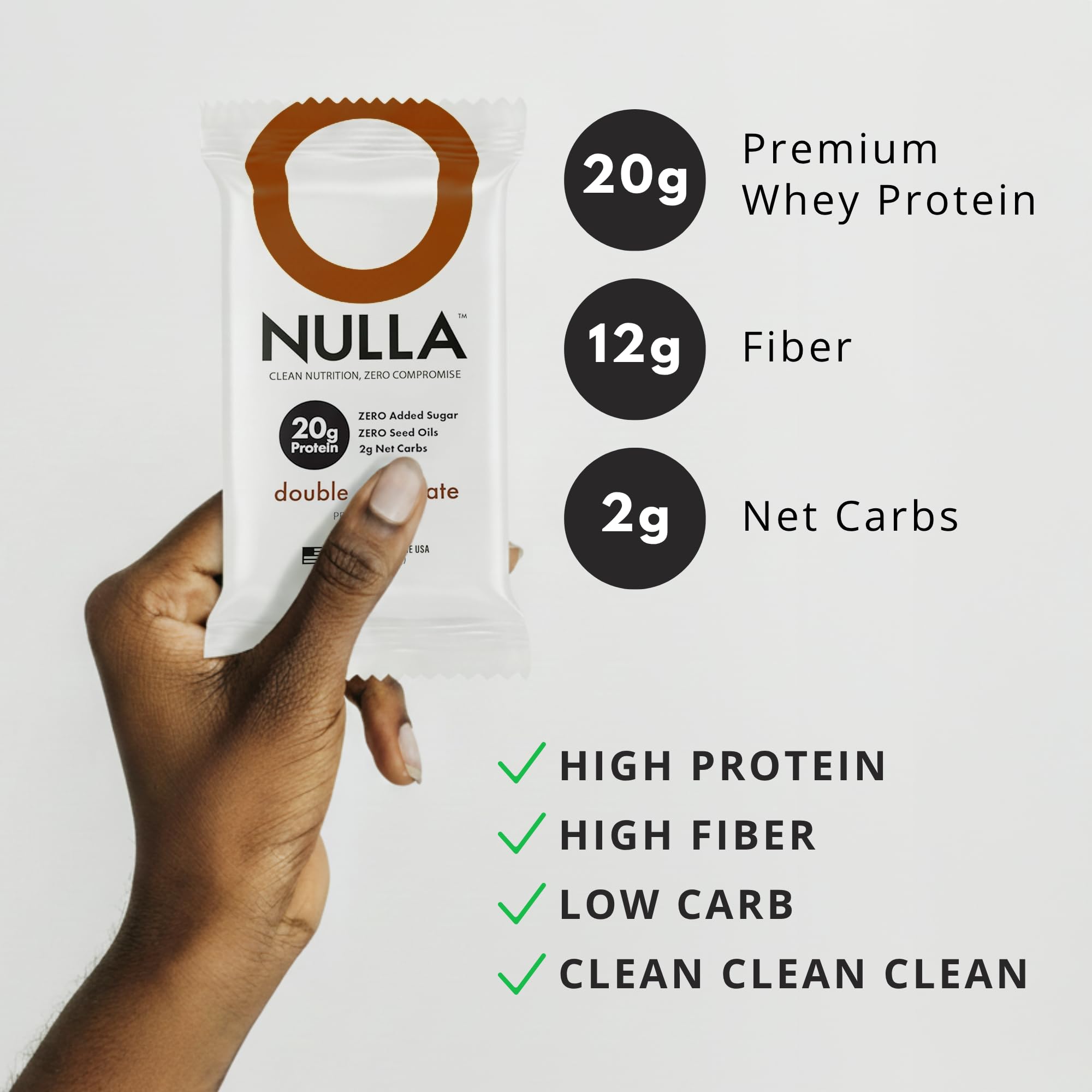 CleanForm Nulla Bar monk fruit sweetness delivers natural flavor without sugar spikes.