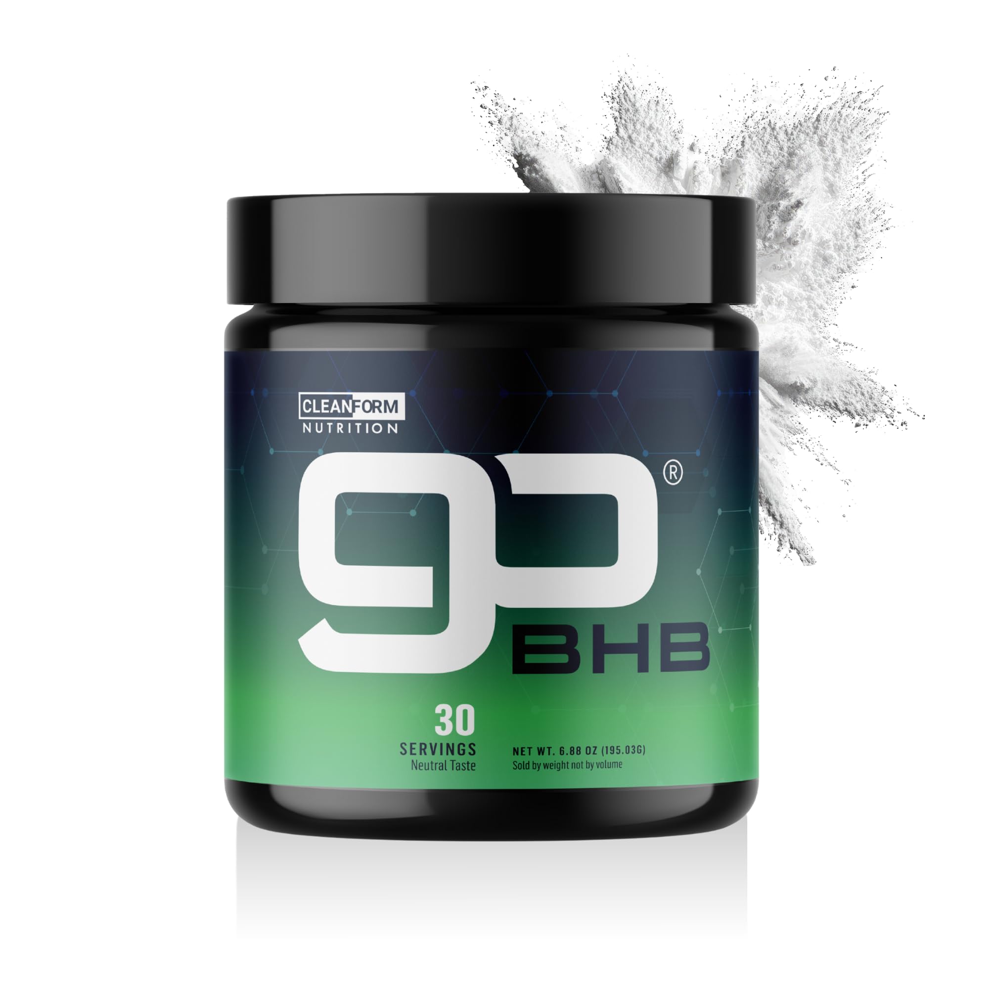 CleanForm Nutrition goBHB bottle pour showing clean energy on demand during workouts