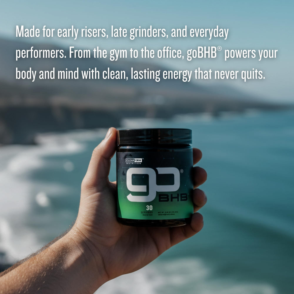 GoBHB neutral flavor scoop in cup underlines easy mixing without added sugar