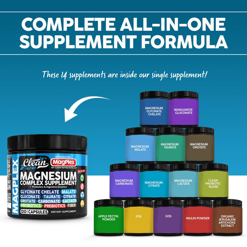 Clean Nutra 8in1 magnesium capsules closeup for relaxation-friendly wellness support