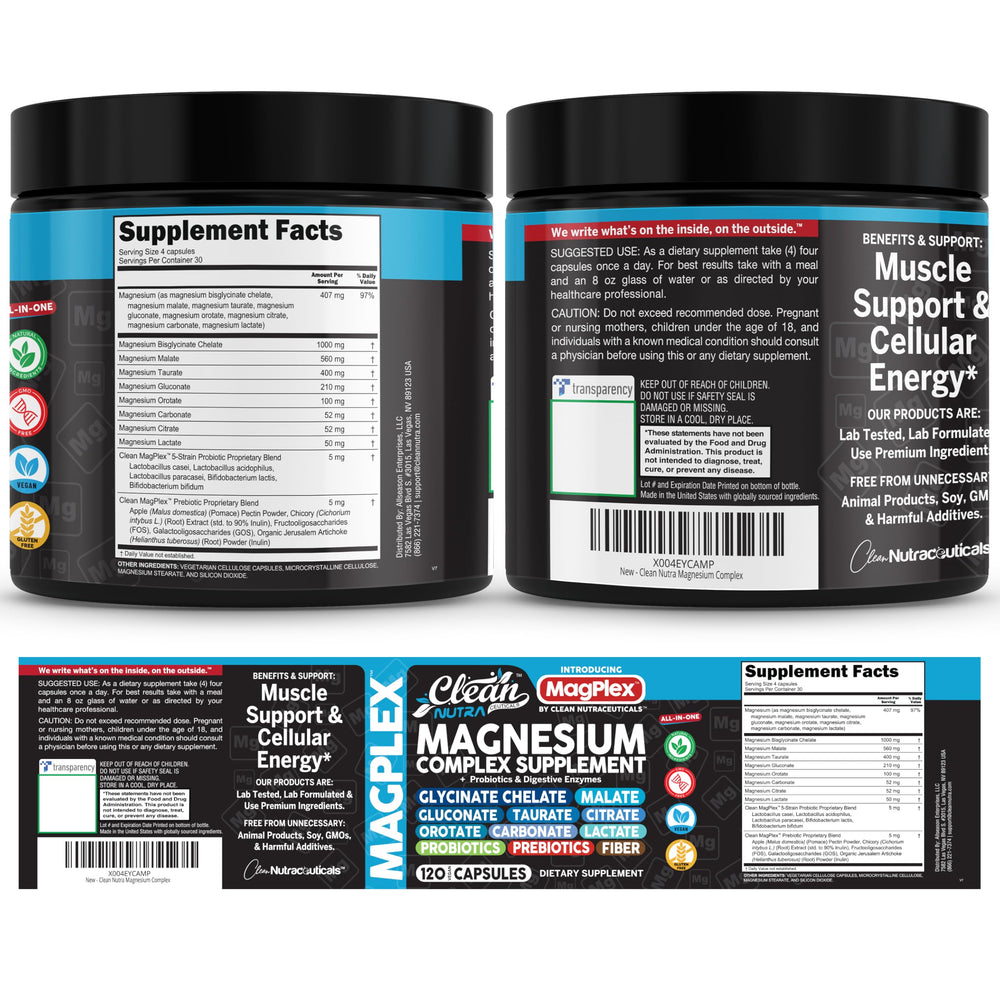 Clean Nutra 8in1 magnesium collection packshot showcases all forms