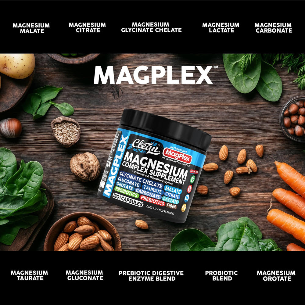 Clean Nutra 8in1 magnesium digestive enzymes image shows probiotic synergy