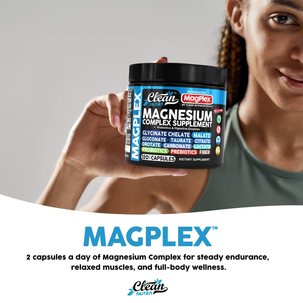 Clean Nutra 8in1 magnesium tablets pose glycinate form emphasis