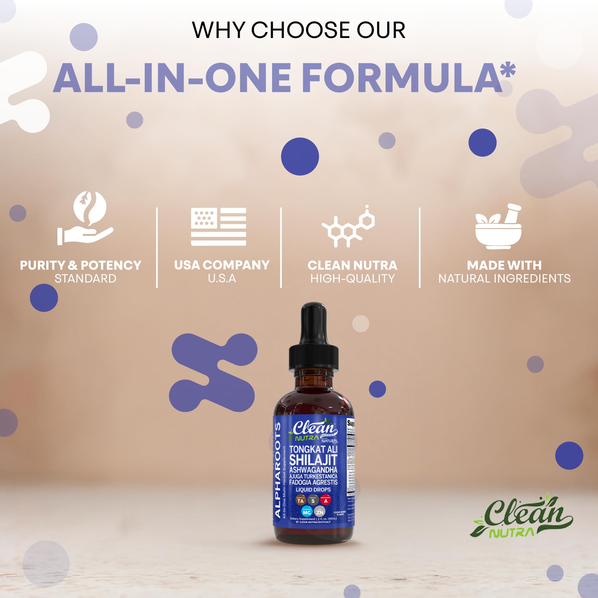 Clean Nutra Tongkat Ali Liquid Drops on a store shelf.