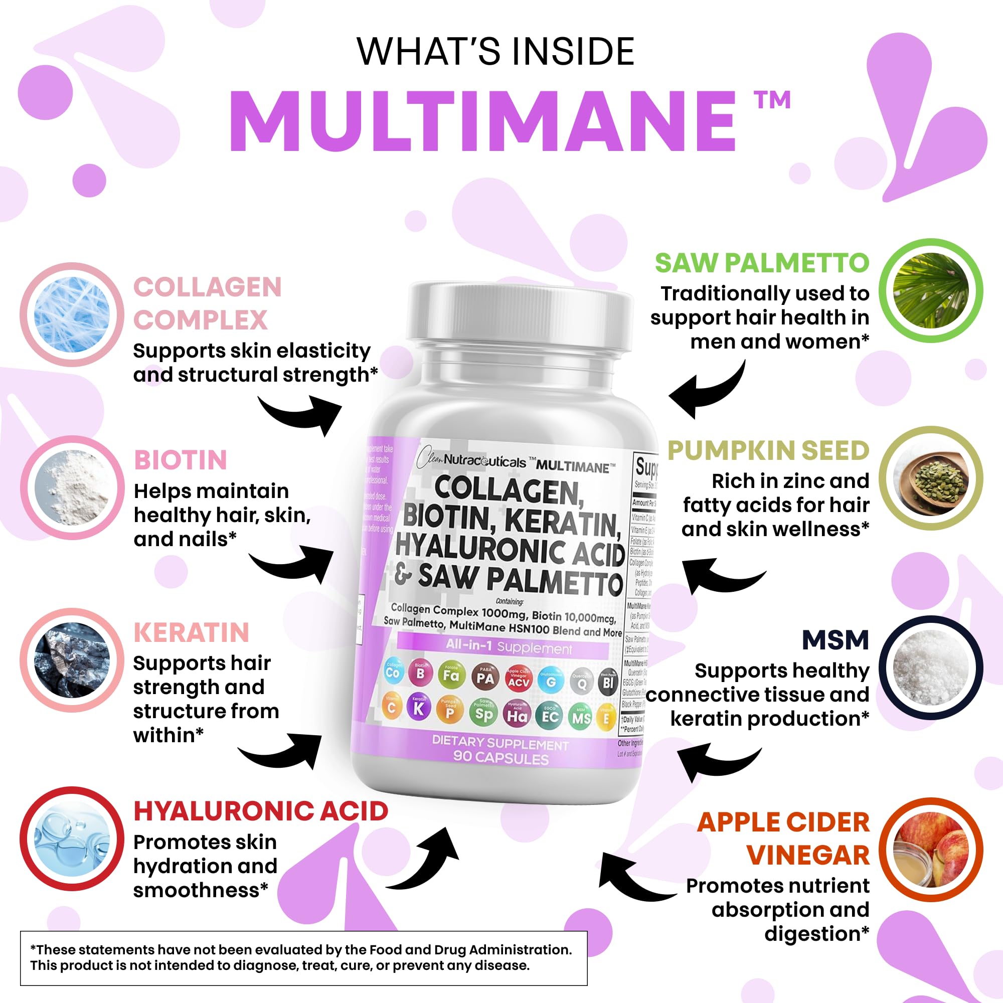 Clean Nutraceuticals keratin hair support pills for stronger strands.