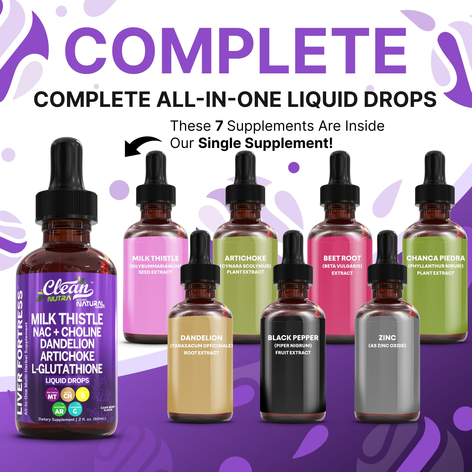 Clean Nutraceuticals liver-support drops bottle for easy daily use