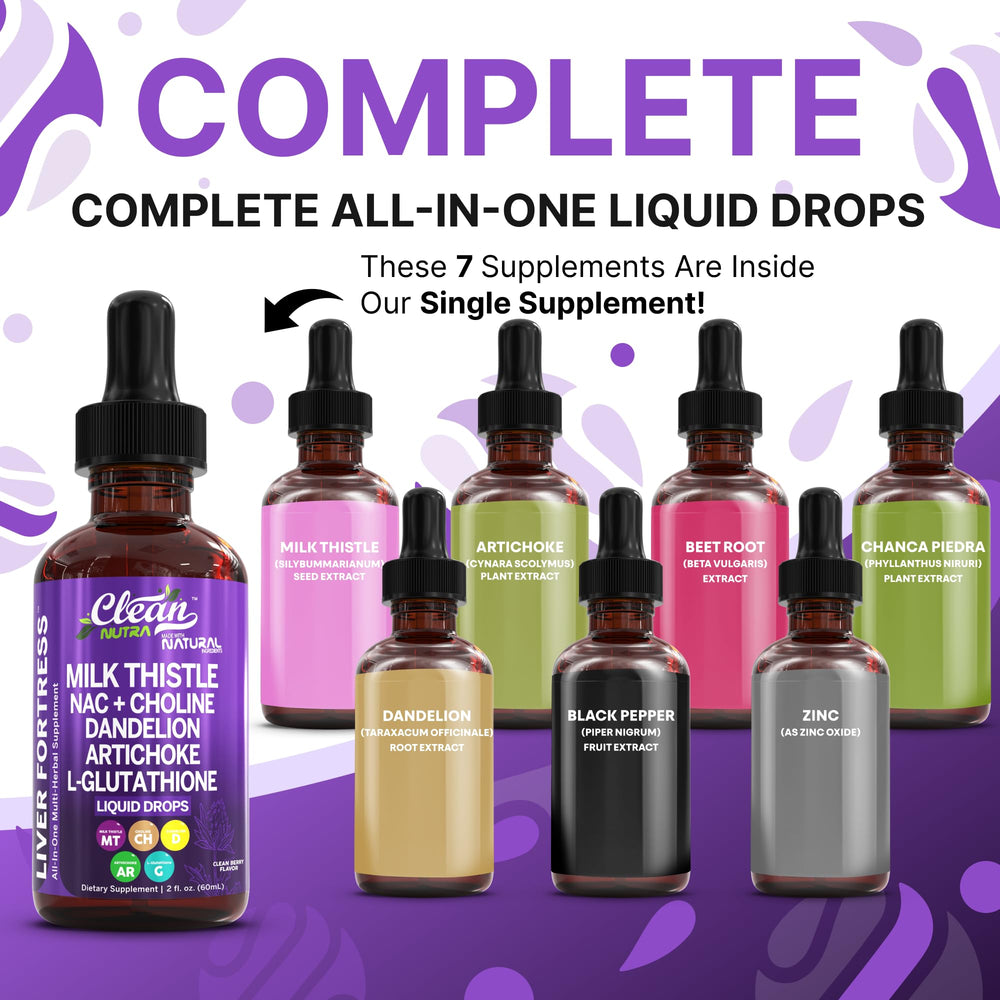Clean Nutraceuticals liver-support drops bottle for easy daily use