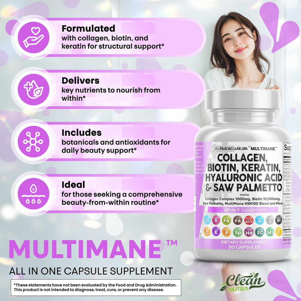 Clean Nutraceuticals saw palmetto capsules for hair health.