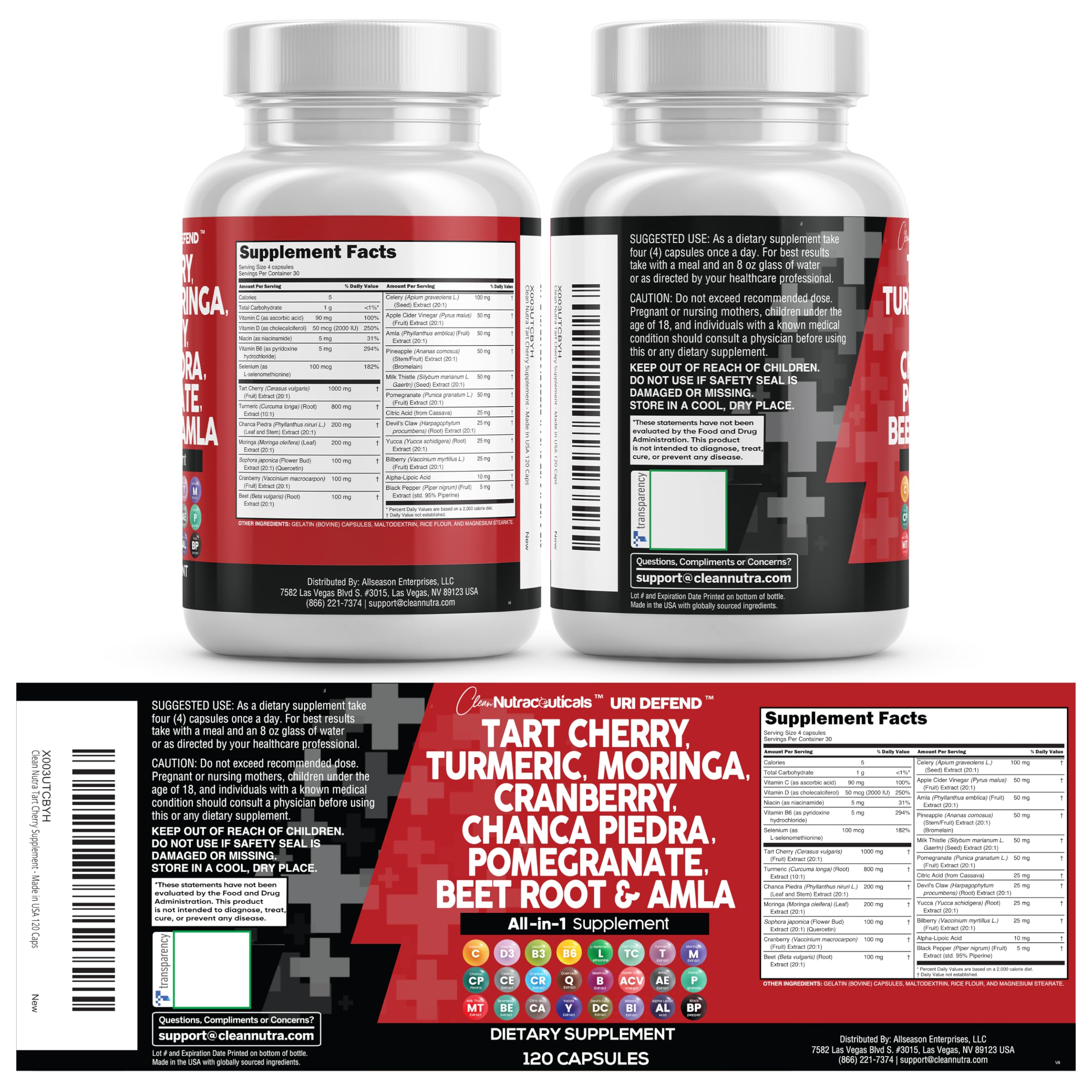 Clean Nutraceuticals USA-made bottle highlighting quality and comprehensive herbal blend.