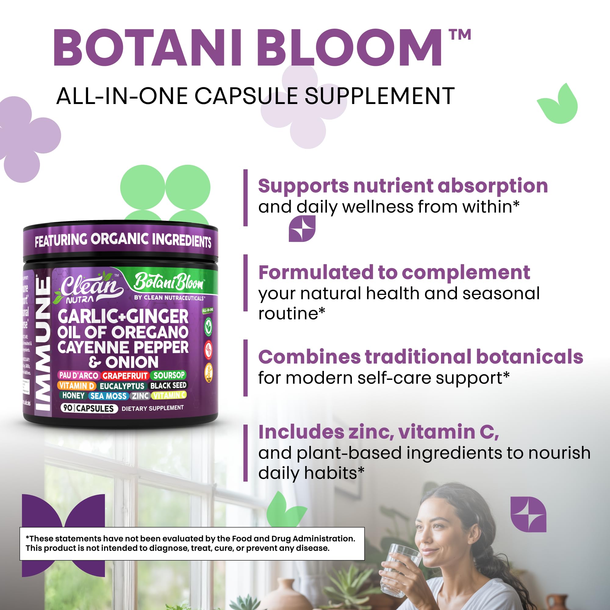 Clean Nutraceuticals vitamin C and zinc capsule for daily nutrition.
