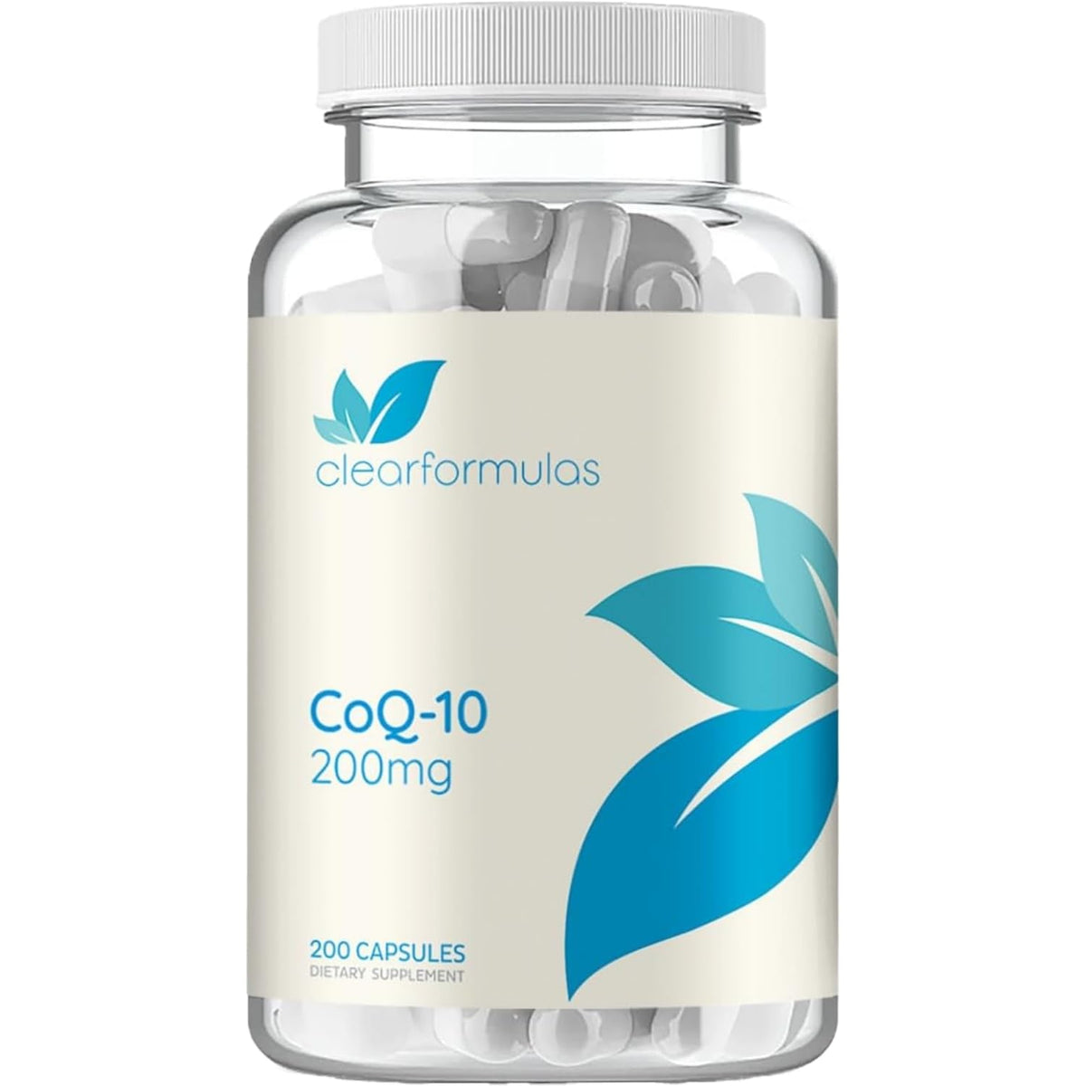 Clear Formulas CoQ10 bottle with high absorption capsules