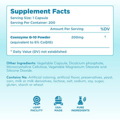 Close-up of 200mg CoQ10 capsules designed for easy swallowing