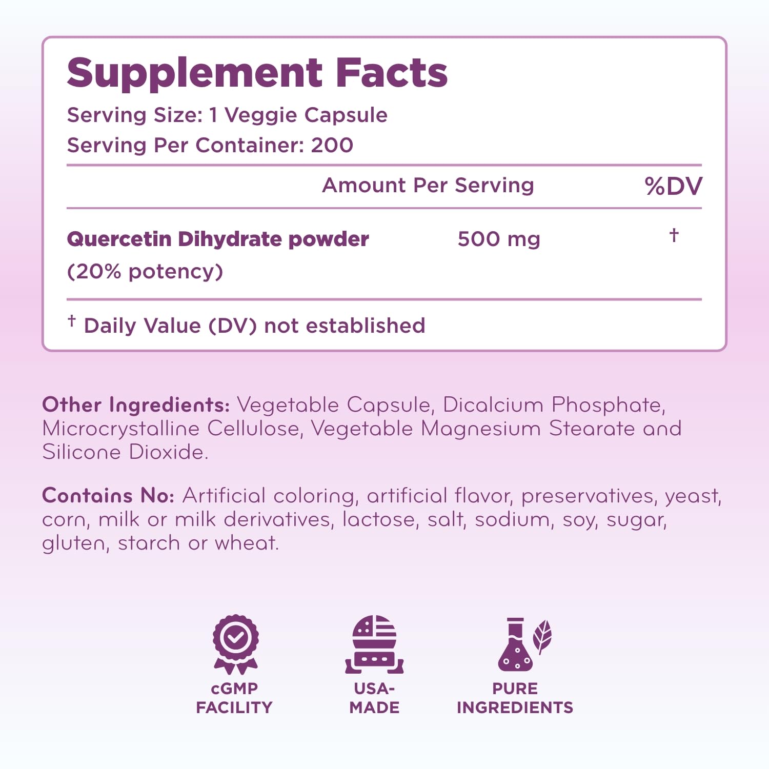 Clear Formulas quercetin used in daily routine for wellness.