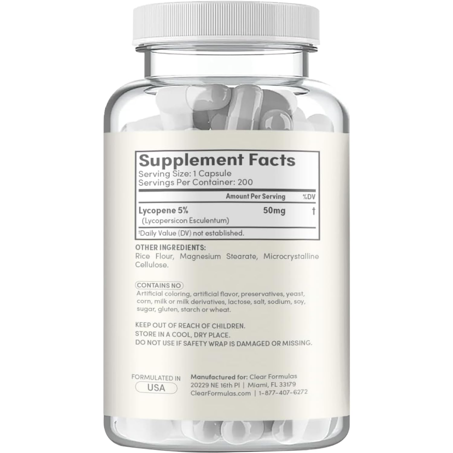 Clear Formulas ingredients non-GMO label and clean formulation details