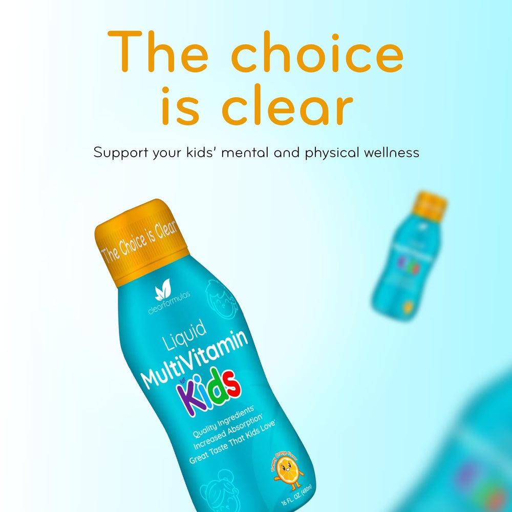 Clear Formulas close-up of orange flavor bottle showcasing tasty, sugar-free option.