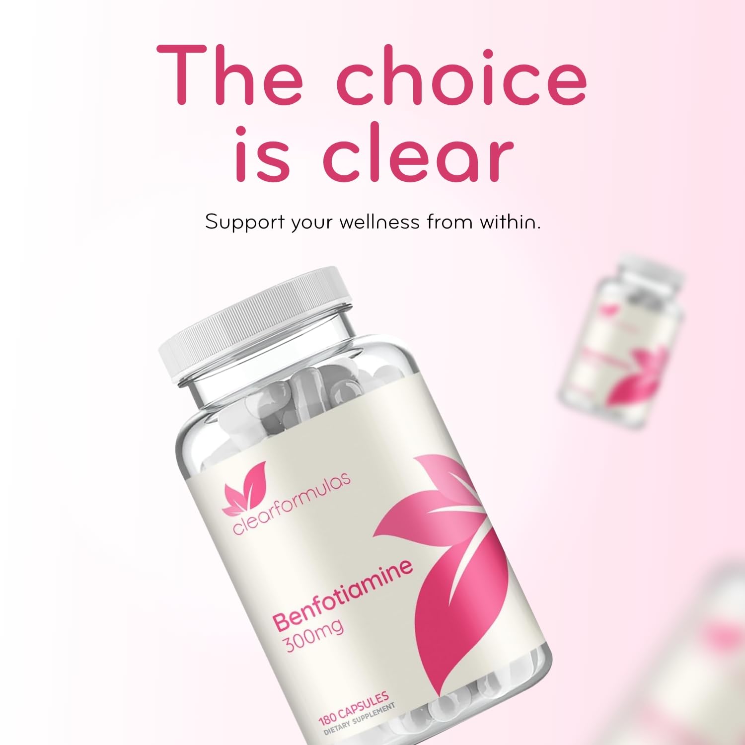 Clear Formulas bottle shows precise 300mg serving for easy dosing.