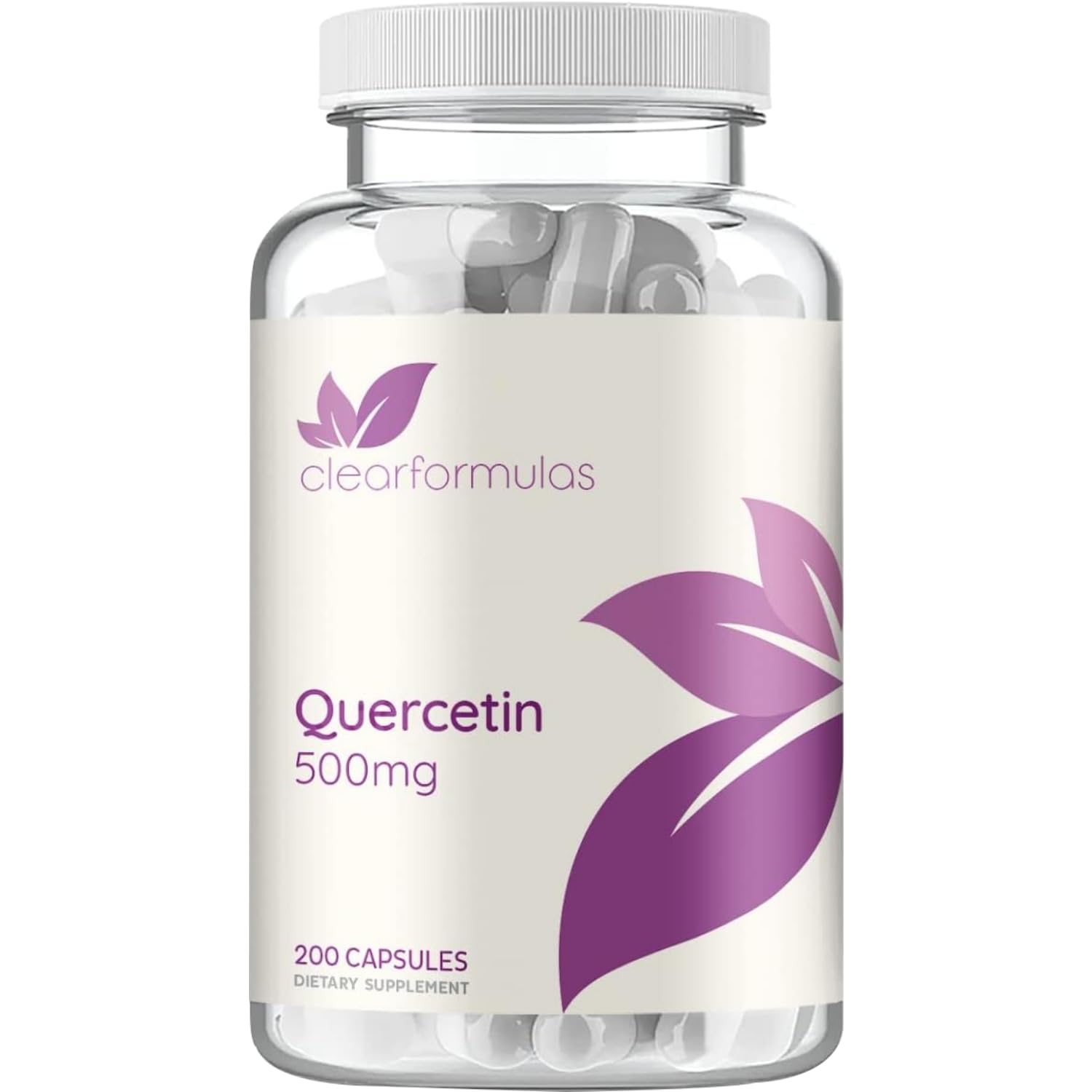 Clear Formulas Quercetin 500mg capsules for daily antioxidant support.
