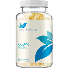 Clear Formulas Quick Absorption CoQ10 400mg bottle front for daily energy support