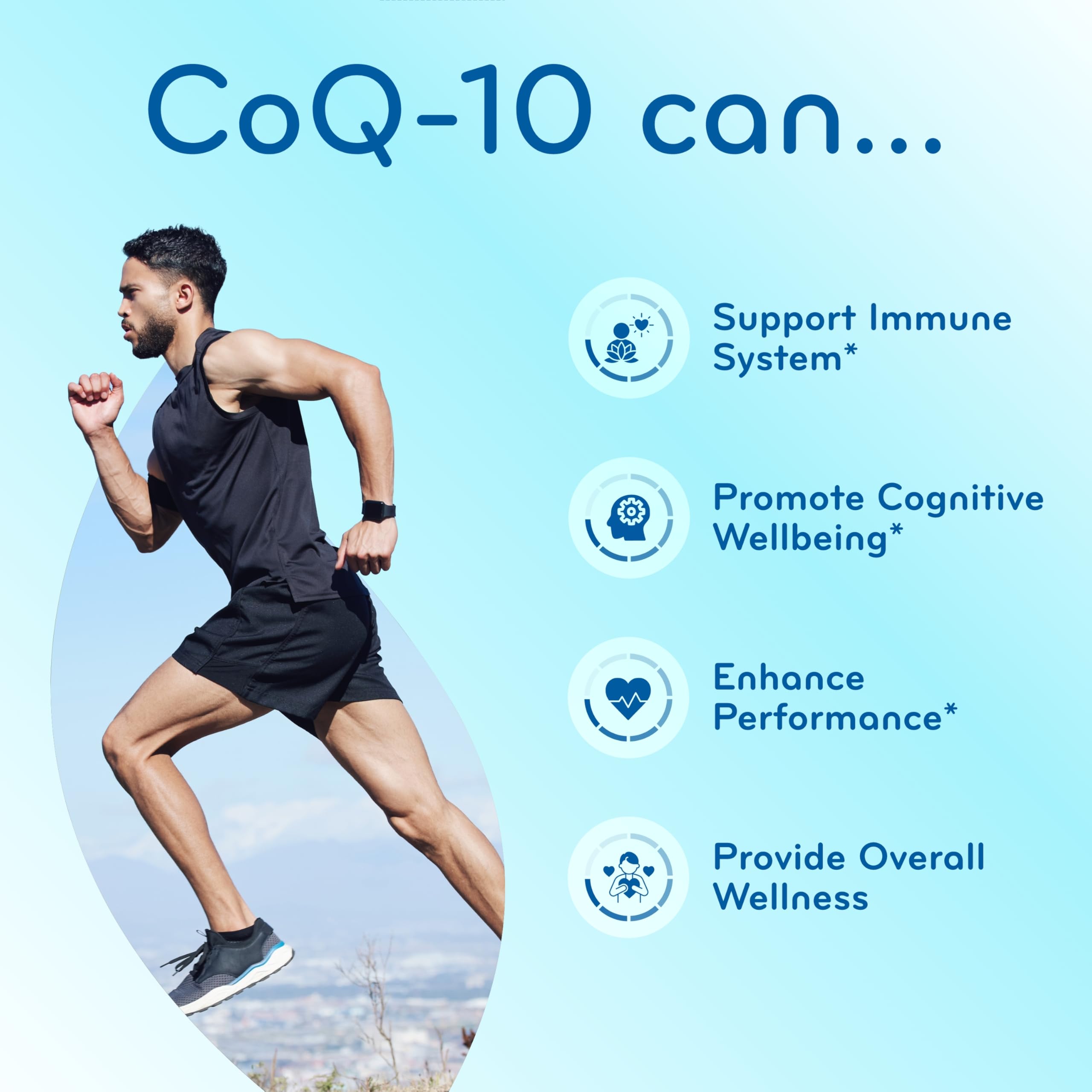 Clear Formulas Quick Absorption CoQ10 400mg bottle with glass of water ready for daily use