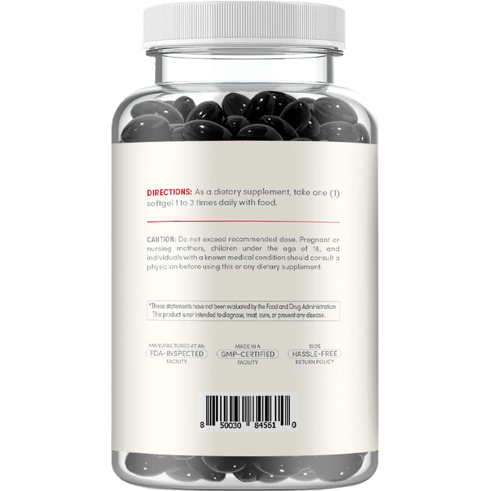 Rapid-release softgels for quick absorption during everyday routines.