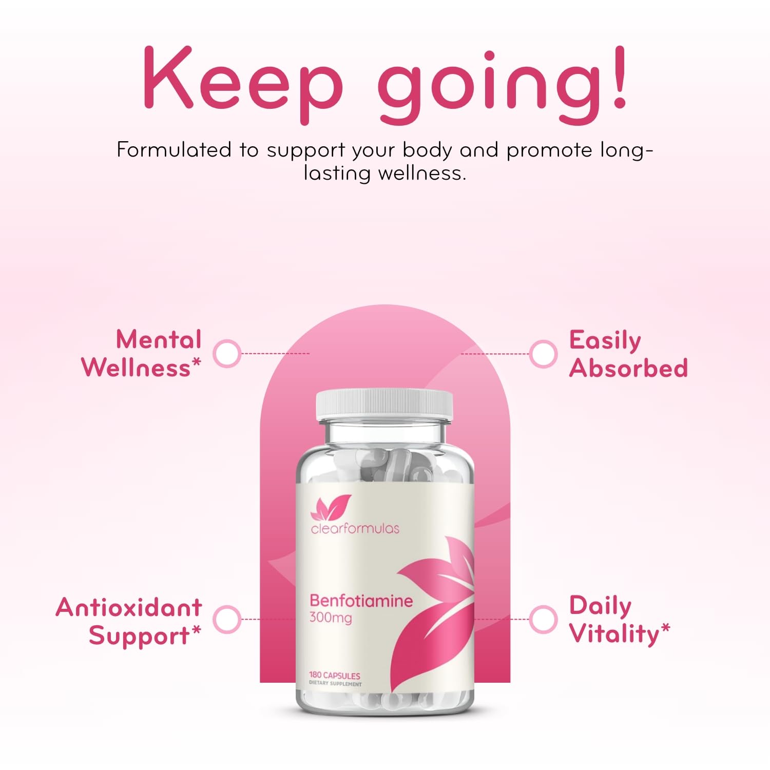 Clear Formulas vegan non-GMO and gluten-free certification displayed on packaging.