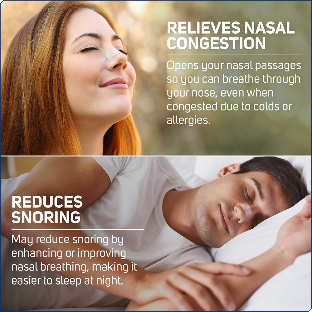 Clear Passage nasal strip extra strength tan bedtime scene suggests smoother sleep