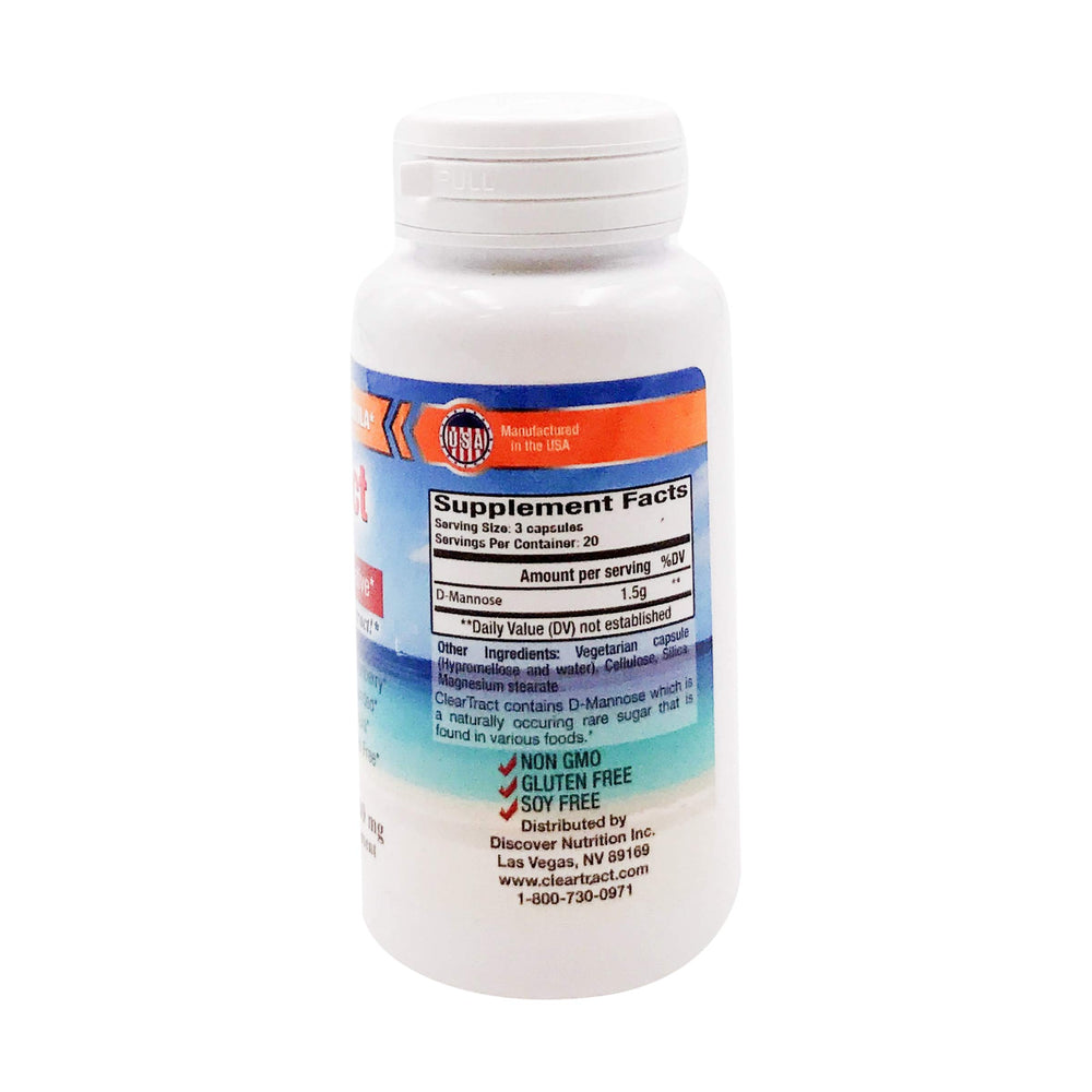 Clear Tract D-Mannose capsules close-up for daily maintenance