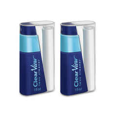 Clear View bottle pour—easy refilling for on-the-go lens cleaning.