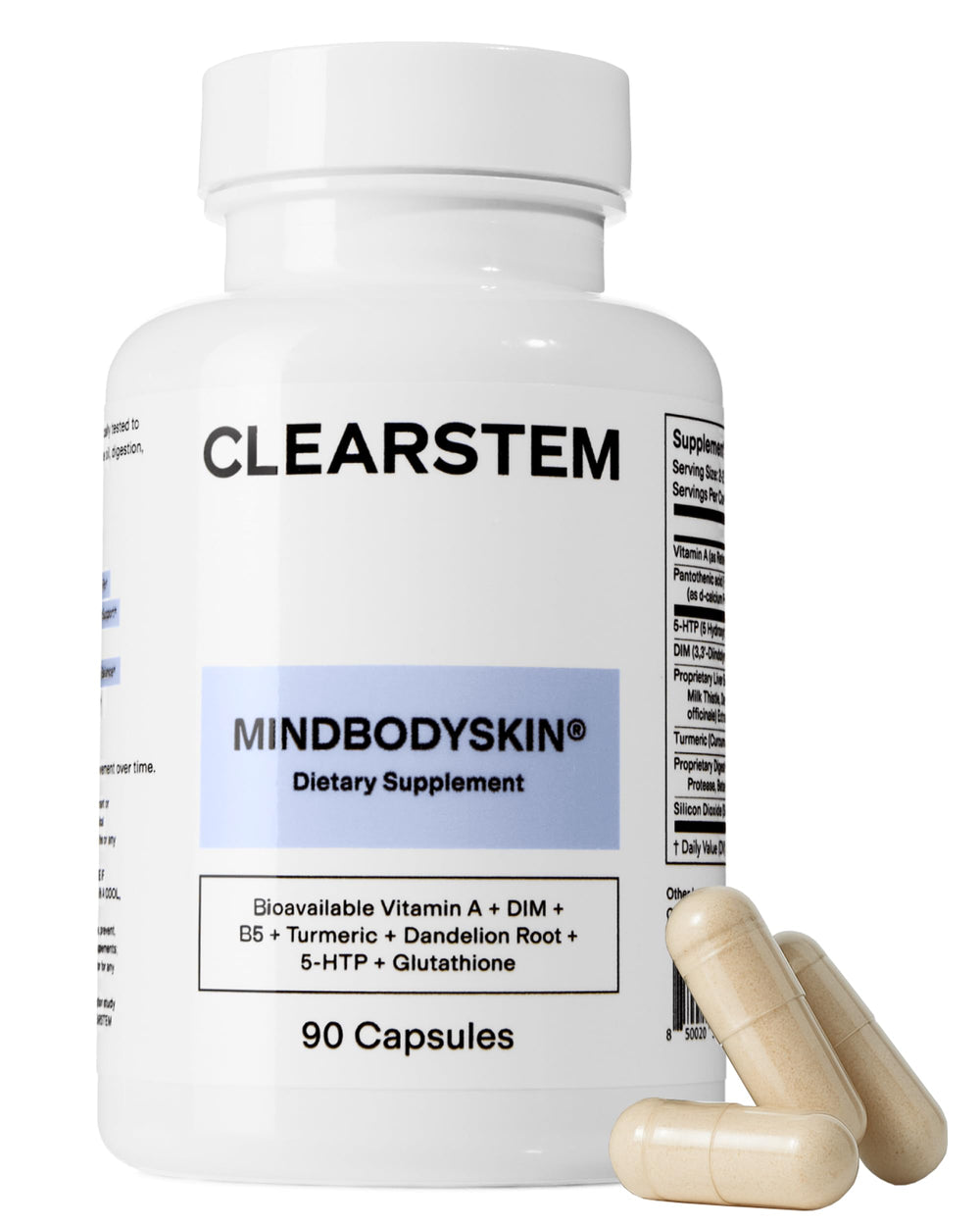 CLEARSTEM MindBodySkin bottle front showing hormone-balanced skincare support