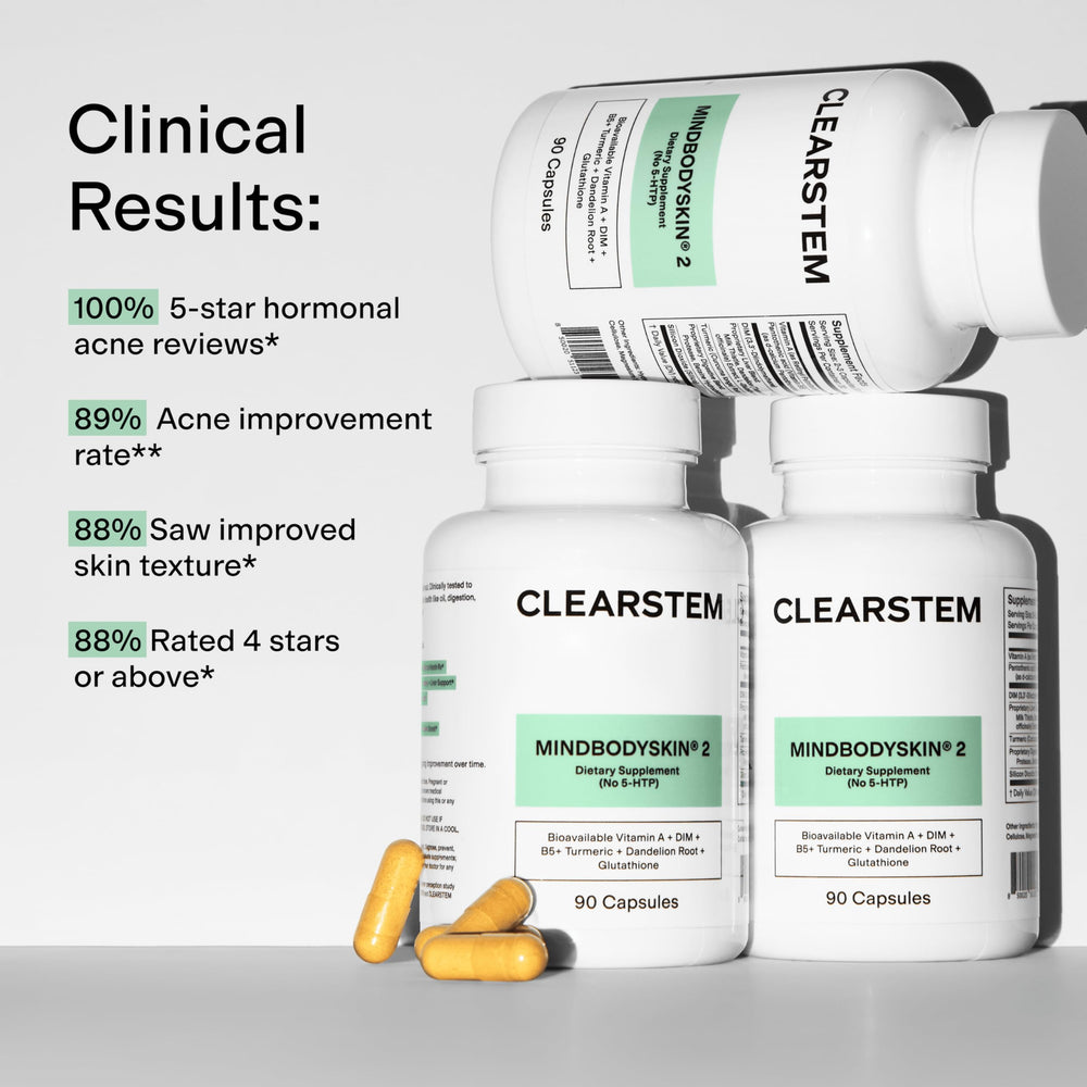 CLEARSTEM MindBodySkin capsules being poured for use.