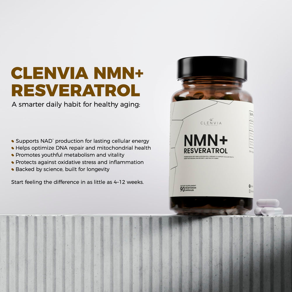 Close-up of NMN Resveratrol ingredients for quality focus