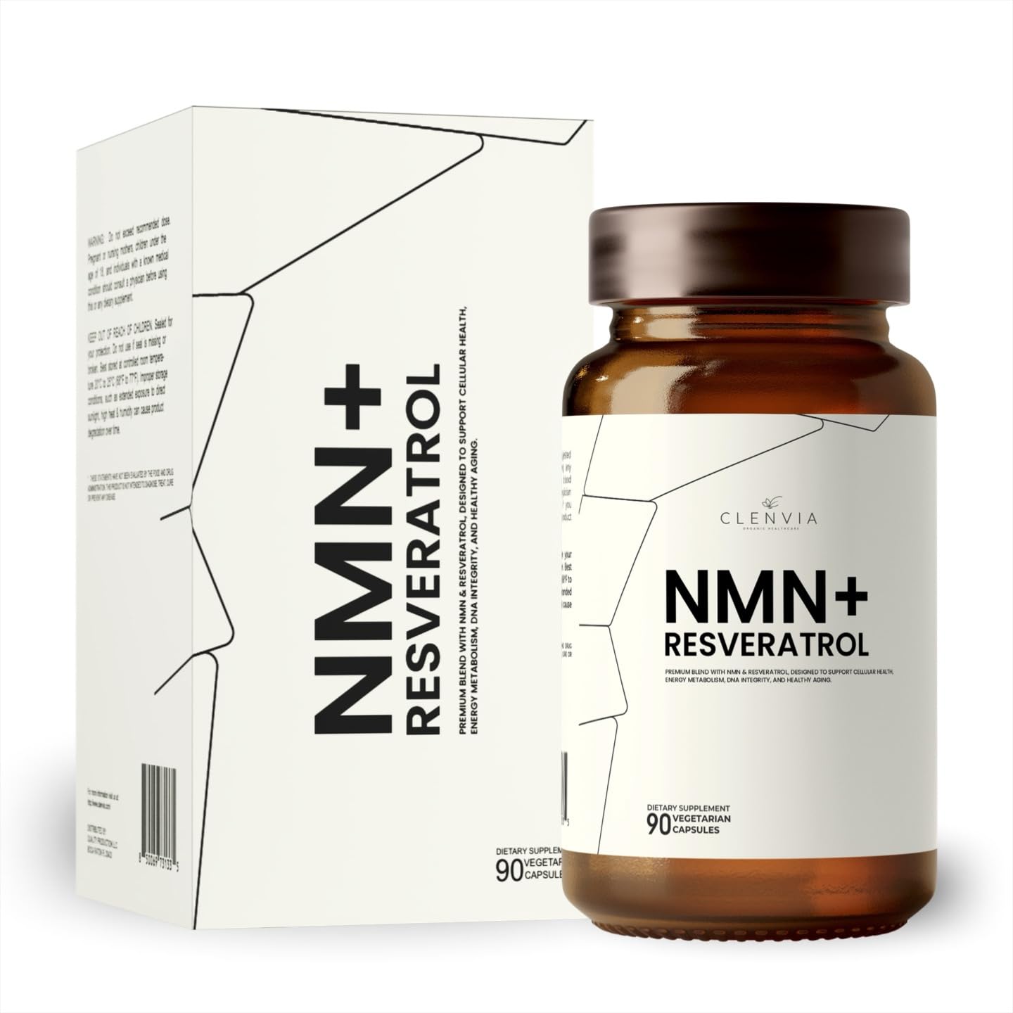 CLENVIA premium NMN Resveratrol bottle showing purity for daily wellness