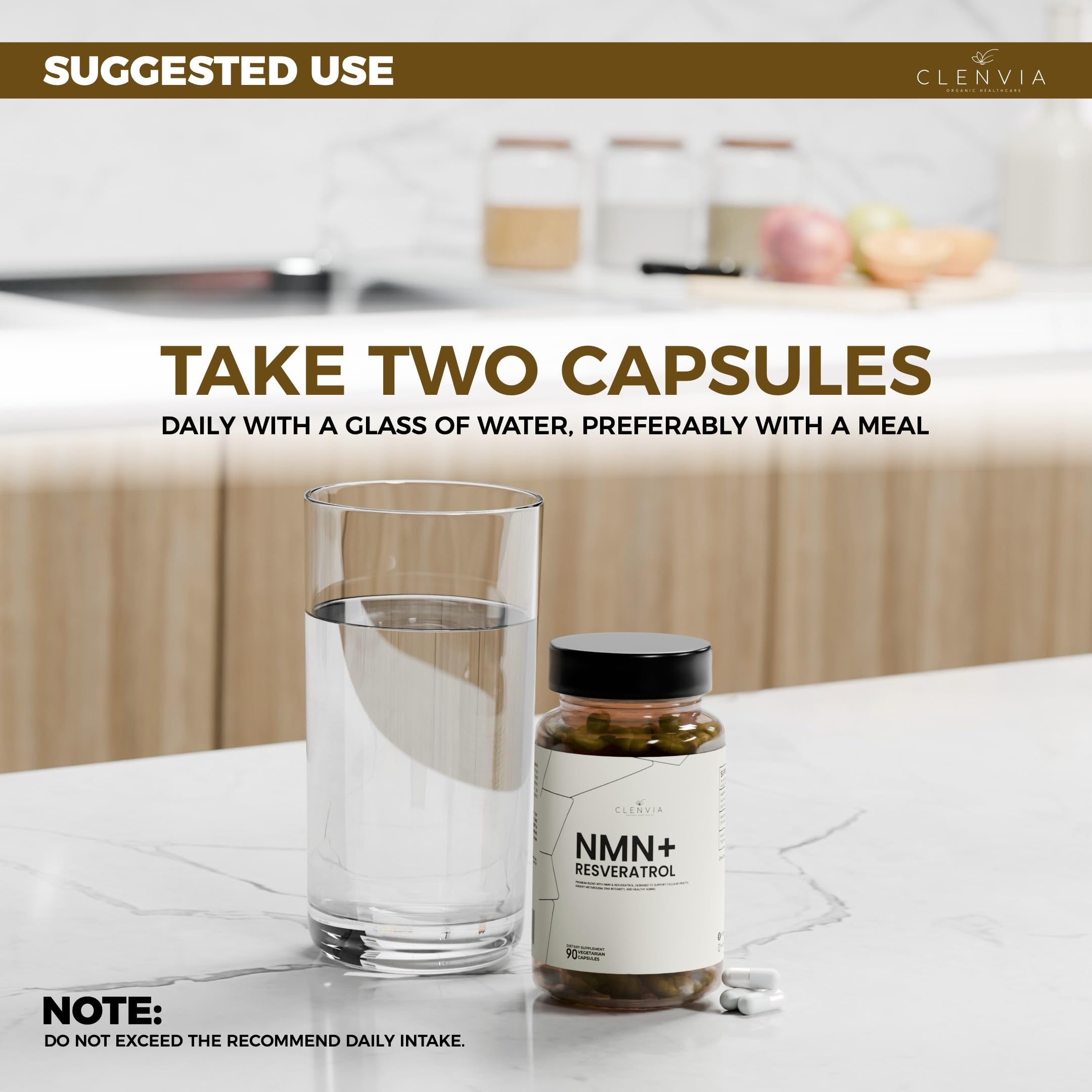 CLENVIA NMN Resveratrol capsules ready for convenient daily use
