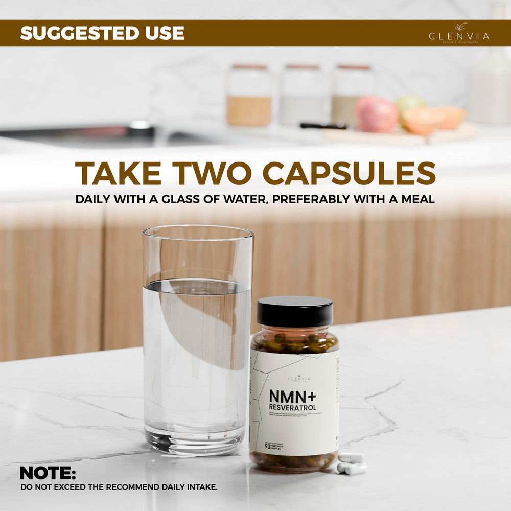 CLENVIA NMN Resveratrol capsules ready for convenient daily use
