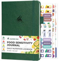 Clever Fox Food Sensitivity Journal cover in forest green for durable daily use