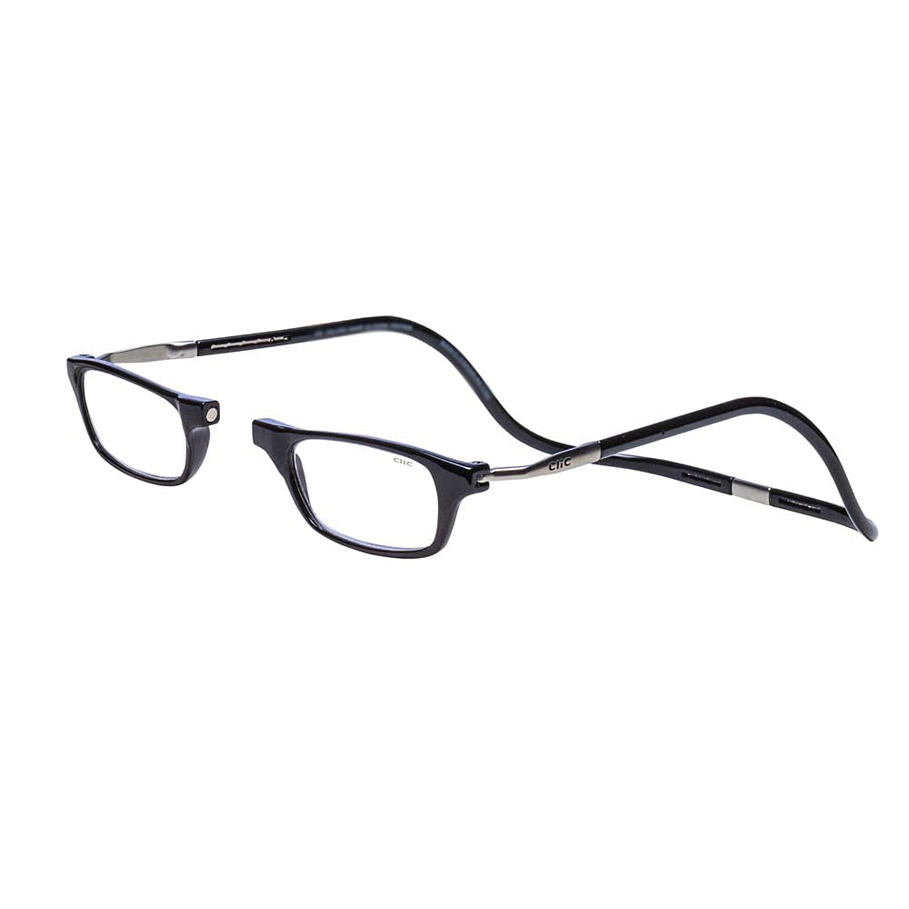 Clic magnetic reading glasses front connection for secure, easy placement.
