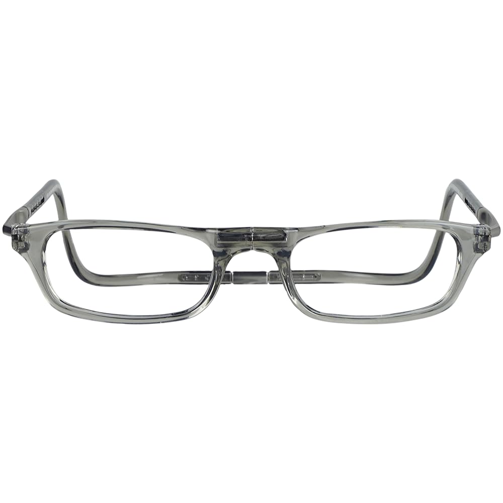 Clic original expandable reading glasses smoke with neck headband for secure storage.